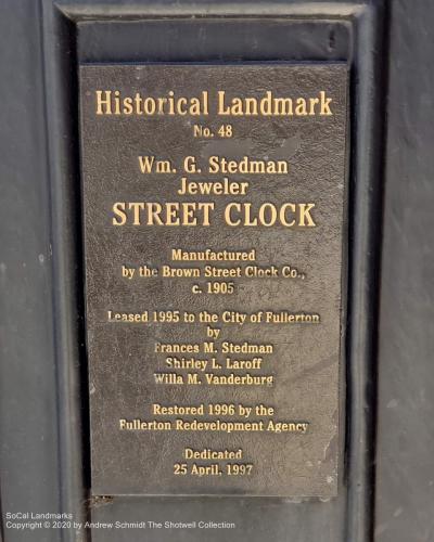 Stedman Street Clock, Fullerton, Orange County